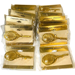 Wholesale Lot of 12 - Tennis Racket with Ball Brooch - New Jw948